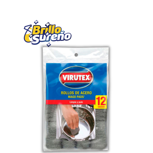 Virutilla Olla Mago Pads sin Jabón Virutex – 12 Rollitos