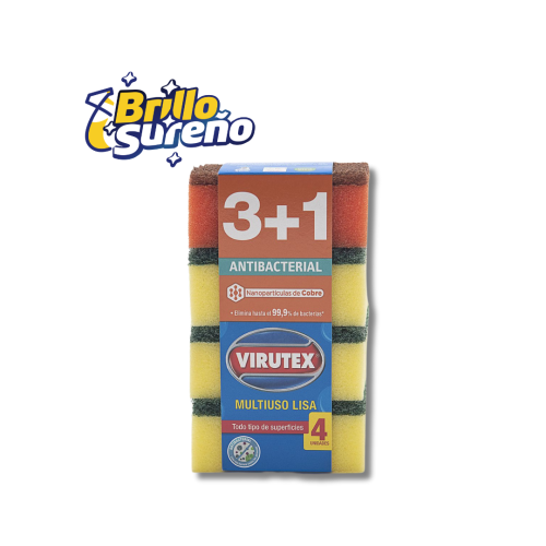 Esponja lisa antibacterial Virutex 4 unidades