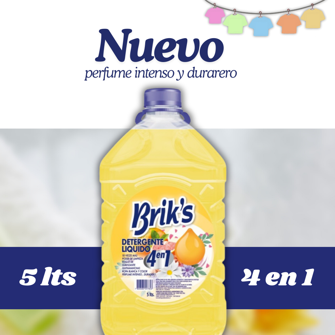 Detergente Brik´s Amarillo Perfume intenso y durarero